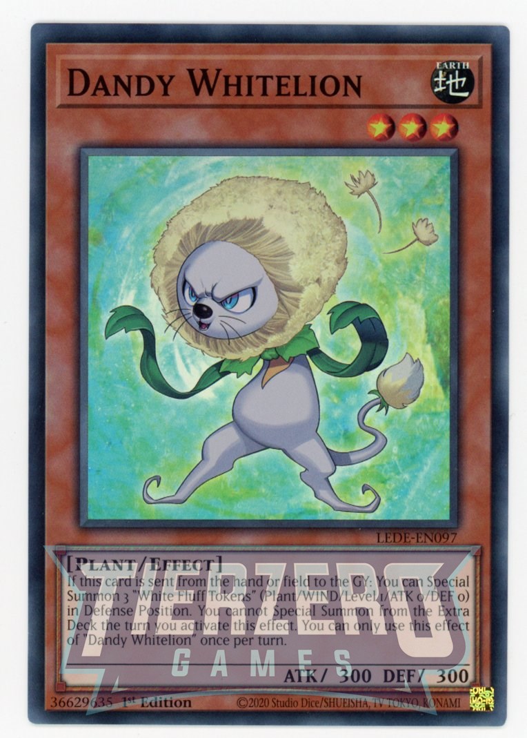 LEDE-EN097 - Dandy Whitelion - Super Rare - Effect Monster - Legacy of Destruction