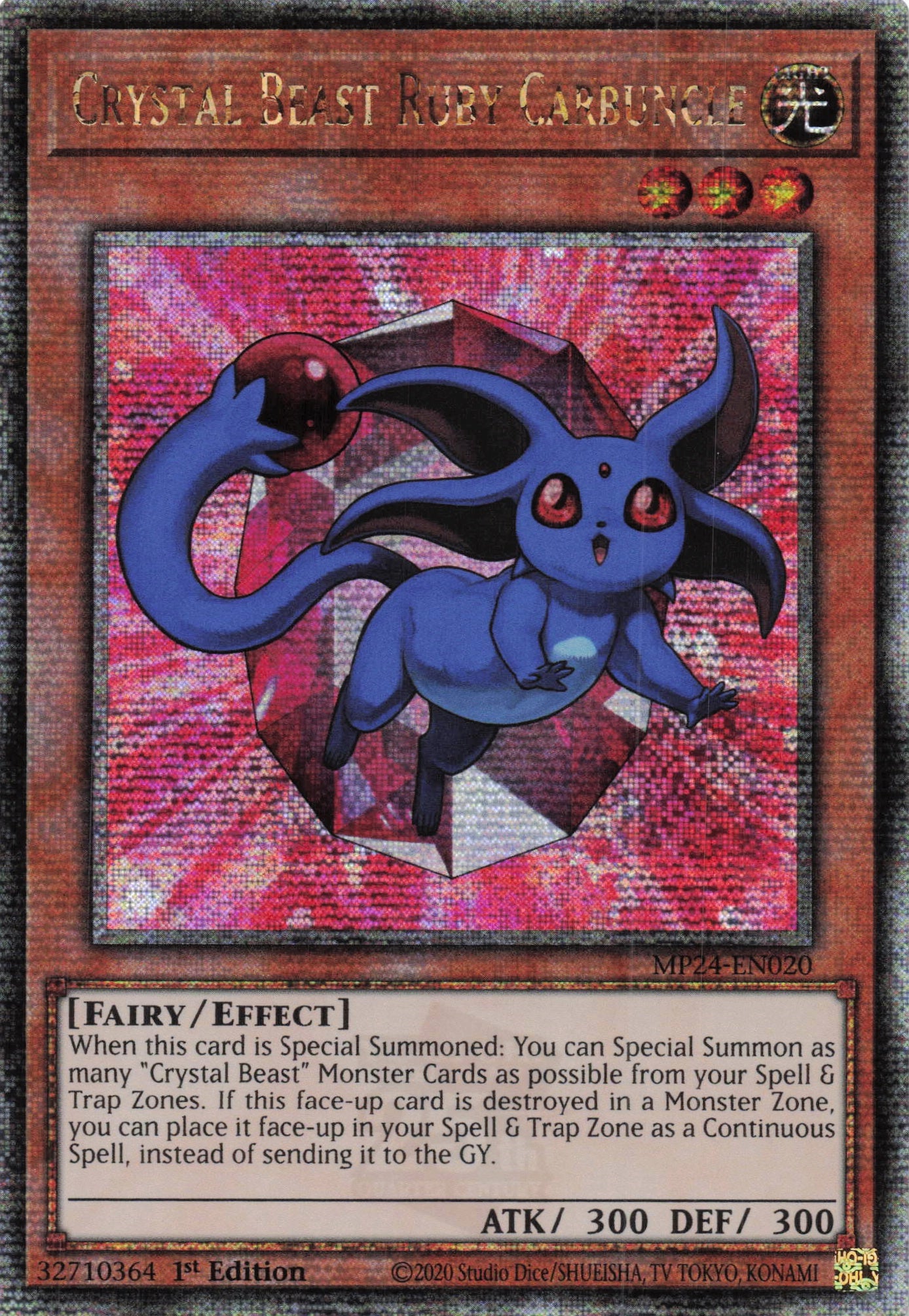 MP24-EN020 - Crystal Beast Ruby Carbuncle - Quarter Century Secret Rare - - MP24