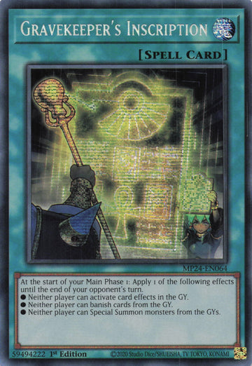 MP24-EN064 - Gravekeeper's Inscription - Secret Rare - 25th Anniversary Tin: Dueling Mirrors