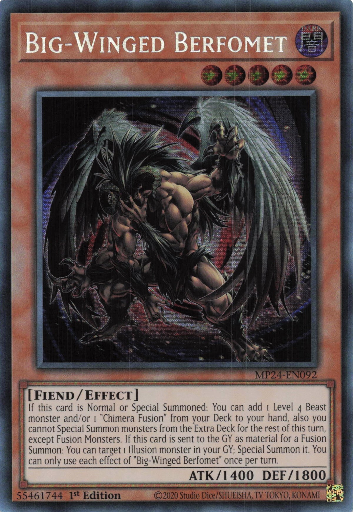 berfomet yugioh card Gazelle Chimera WJ-03 G4-B1 G4-B2 Ultra Promo VG Japan YUGIOH BIG-WINGED BERFOMET ASIA ENGLISH