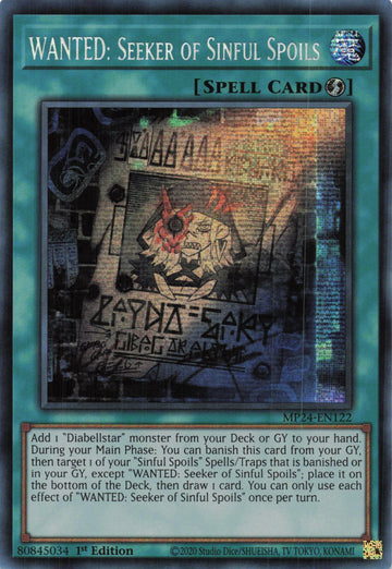 MP24-EN122 - WANTED: Seeker of Sinful Spoils - Secret Rare - 25th Anniversary Tin: Dueling Mirrors