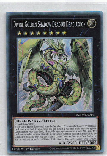 MZTM-EN014 - Divine Golden Shadow Dragon Dragluxion - Collector's Rare - Maze of the Master