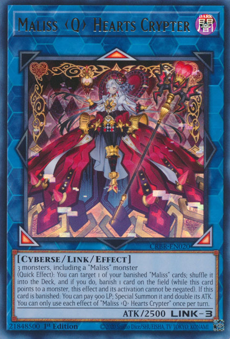 CRBR-EN020 - Maliss Q Hearts Crypter - Ultra Rare - Effect Link Monster - Crossover Breakers