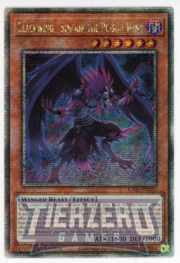 RA01-EN012 - Blackwing - Simoon the Poison Wind - Quarter Century Secret Rare - Effect Monster - Rarity Collection