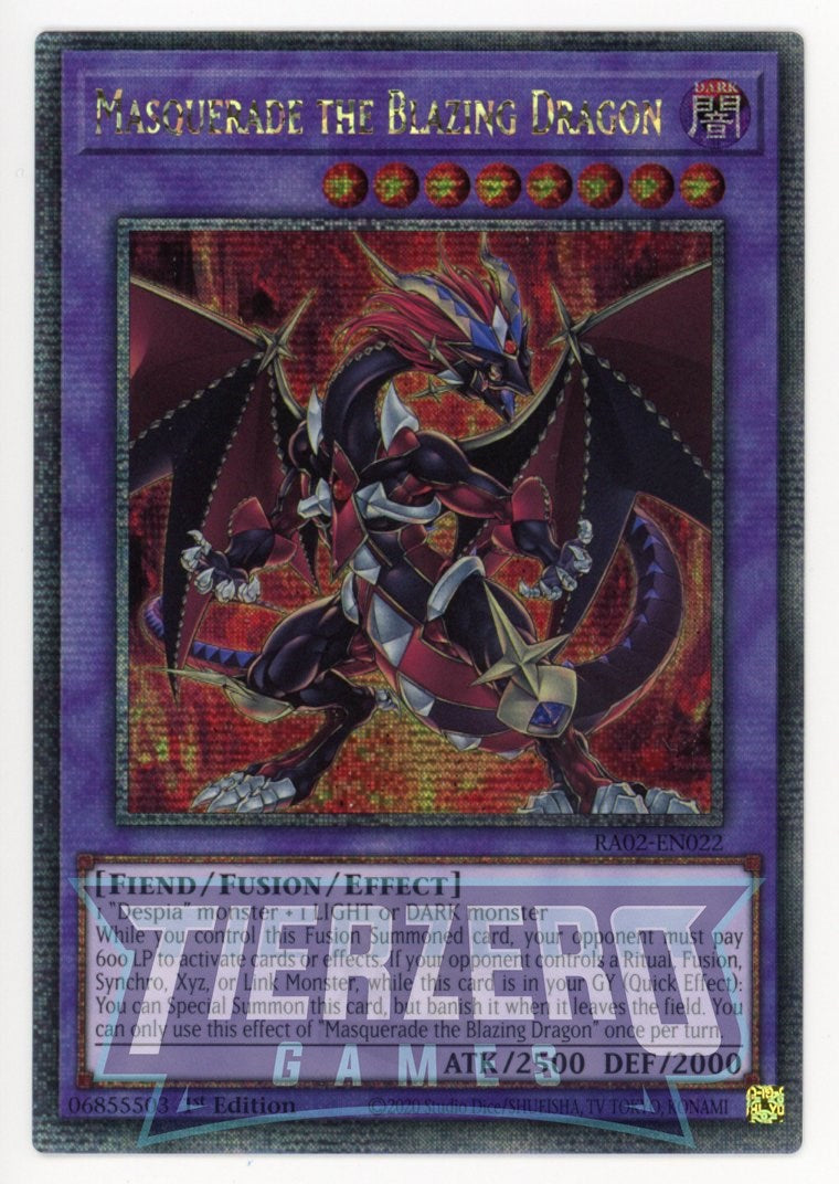 RA02-EN022 - Masquerade the Blazing Dragon - Quarter Century Secret Rare - - Rarity Collection 2