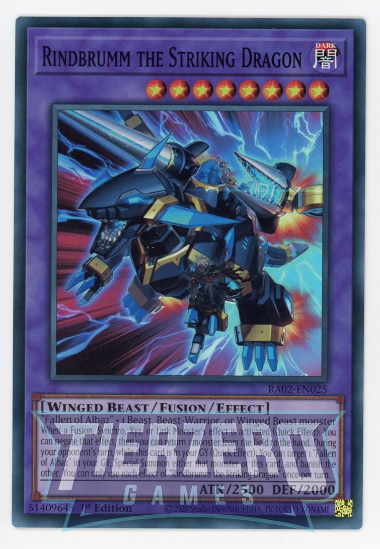 RA02-EN025 - Rindbrumm the Striking Dragon - Super Rare - - Rarity Collection 2