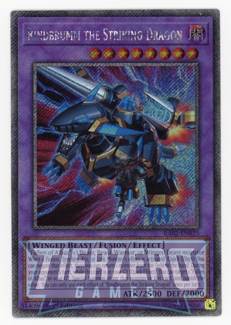 RA02-EN025 - Rindbrumm the Striking Dragon - Platinum Secret Rare - - Rarity Collection 2