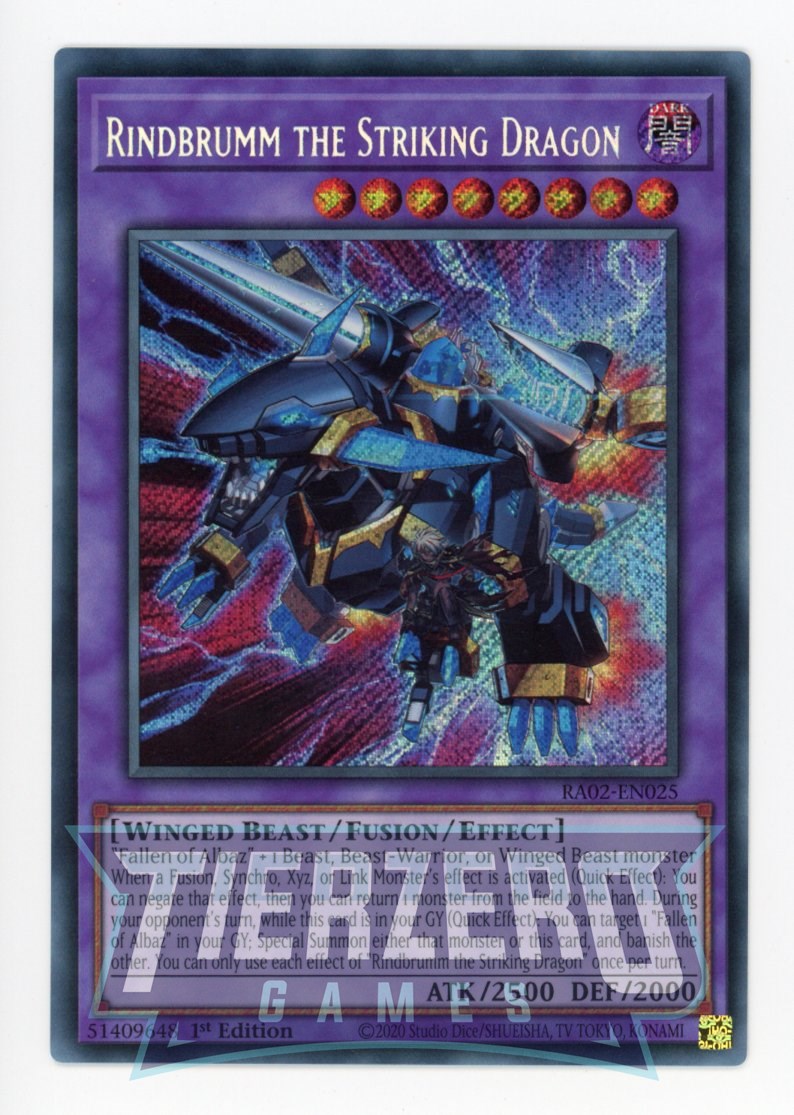 RA02-EN025 - Rindbrumm the Striking Dragon - Secret Rare - - Rarity Collection 2