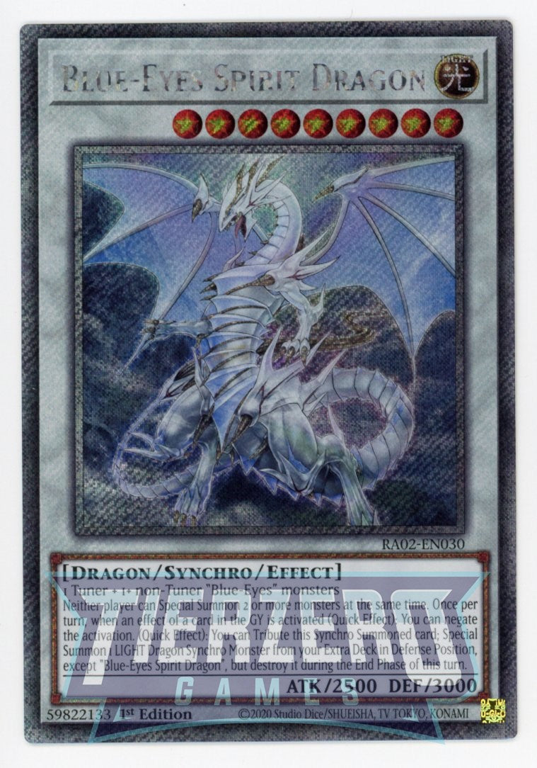 RA02-EN030 - Blue-Eyes Spirit Dragon - Platinum Secret Rare - - Rarity Collection 2