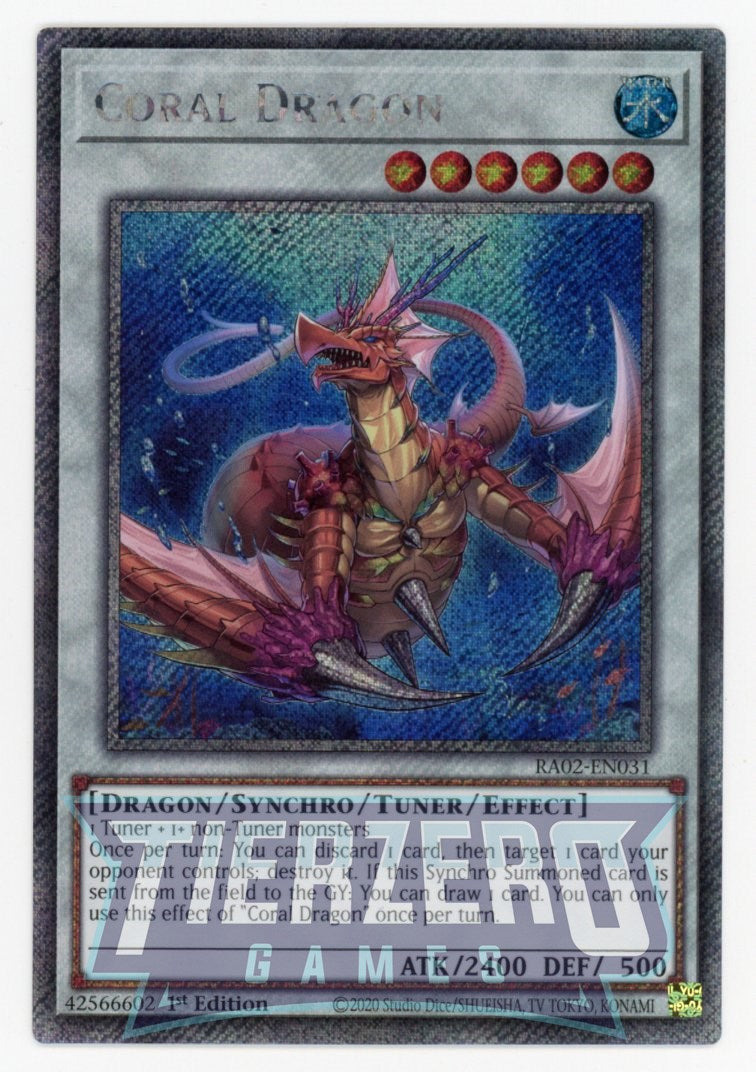 RA02-EN031 - Coral Dragon - Platinum Secret Rare - - Rarity Collection 2