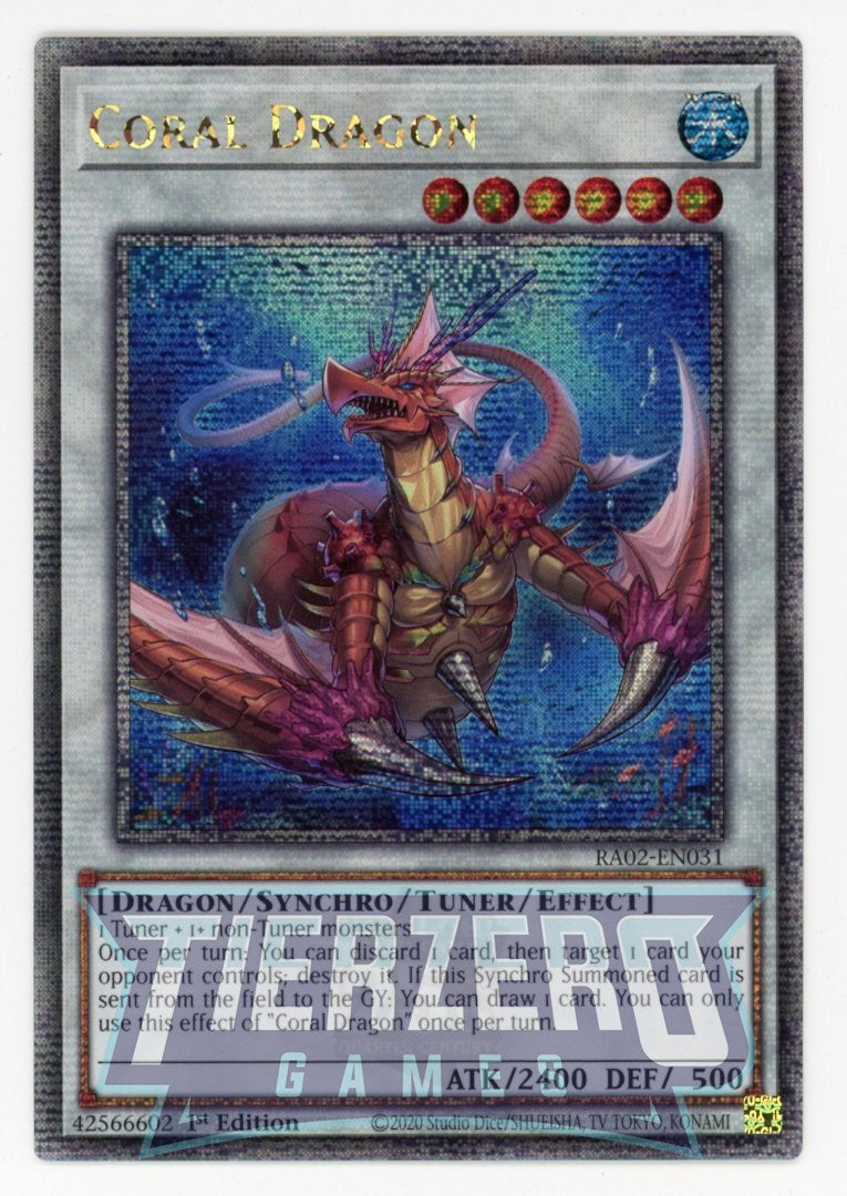 RA02-EN031 - Coral Dragon - Quarter Century Secret Rare - - Rarity Collection 2