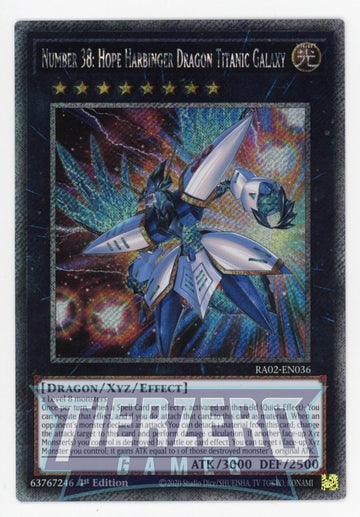 RA02-EN036 - Number 38: Hope Harbinger Dragon Titanic Galaxy - Platinum Secret Rare - 25th Anniversary Rarity Collection II