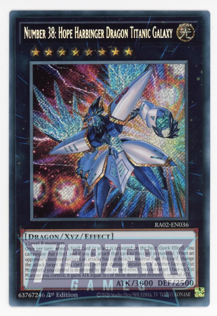 RA02-EN036 - Number 38: Hope Harbinger Dragon Titanic Galaxy - Secret Rare - - Rarity Collection 2