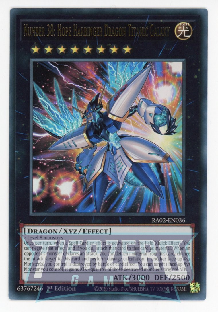 RA02-EN036 - Number 38: Hope Harbinger Dragon Titanic Galaxy - Ultra Rare - - Rarity Collection 2