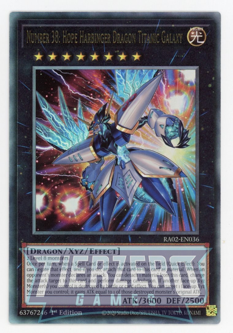 RA02-EN036 - Number 38: Hope Harbinger Dragon Titanic Galaxy - Ultimate Rare - - Rarity Collection 2