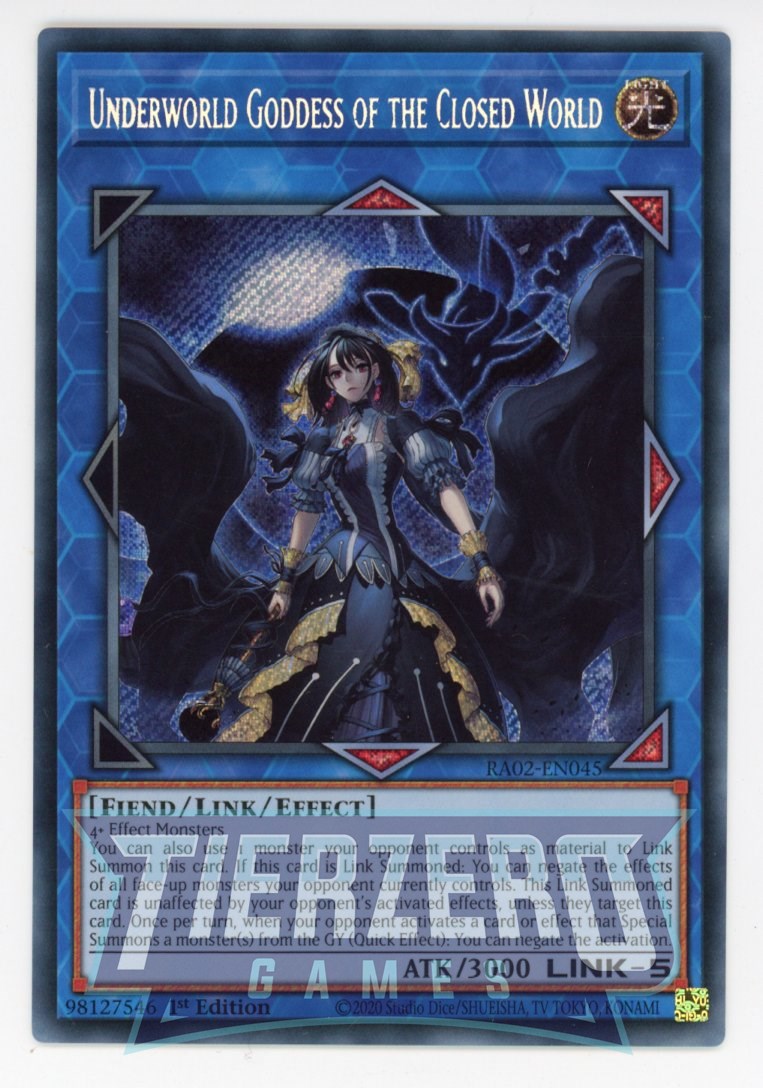 RA02-EN045 - Underworld Goddess of the Closed World - Secret Rare - - Rarity Collection 2