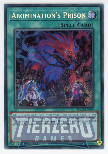 RA02-EN064 - Abomination's Prison - Secret Rare - 25th Anniversary Rarity Collection II