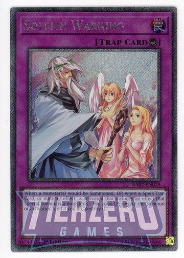 RA02-EN078 - Solemn Warning - Platinum Secret Rare - 25th Anniversary Rarity Collection II