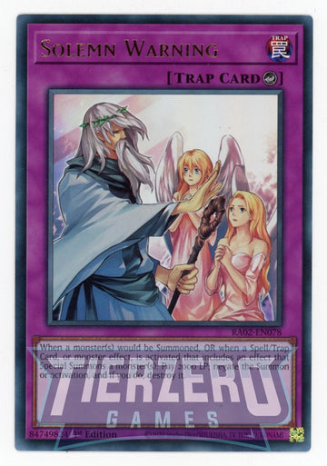 RA02-EN078 - Solemn Warning - Ultra Rare - 25th Anniversary Rarity Collection II