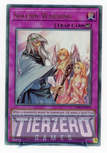 RA02-EN078 - Solemn Warning - Ultimate Rare - 25th Anniversary Rarity Collection II