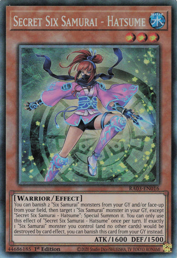 RA03-EN016 - Secret Six Samurai - Hatsume (PCR) - Collector's Rare - Quarter Century Bonanza