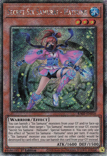 RA03-EN016 - Secret Six Samurai - Hatsume - Platinum Secret Rare - Quarter Century Bonanza