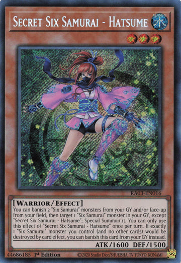 RA03-EN016 - Secret Six Samurai - Hatsume - Secret Rare - Quarter Century Bonanza