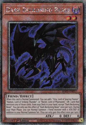 RA03-EN027 - Dark Beckoning Beast - Platinum Secret Rare - Quarter Century Bonanza