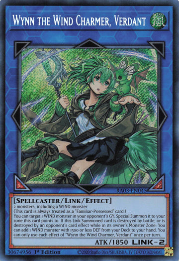 RA03-EN045 - Wynn the Wind Charmer, Verdant - Secret Rare - Quarter Century Bonanza
