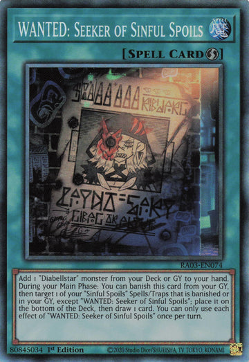 RA03-EN074 - WANTED: Seeker of Sinful Spoils - Collector's Rare - Quarter Century Bonanza