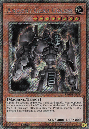 RA03-EN151 - Ancient Gear Golem - Platinum Secret Rare - Quarter Century Bonanza