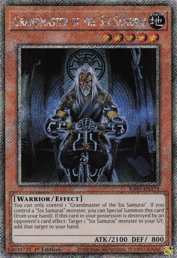 RA03-EN174 - Grandmaster of the Six Samurai - Platinum Secret Rare - Quarter Century Bonanza