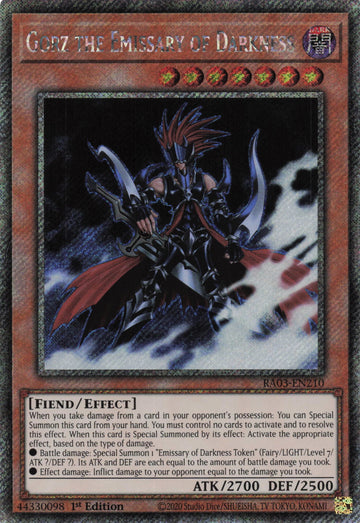RA03-EN210 - Gorz the Emissary of Darkness - Platinum Secret Rare - Quarter Century Bonanza