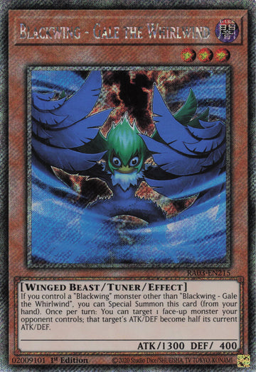 RA03-EN215 - Blackwing - Gale the Whirlwind - Quarter Century Secret Rare - Quarter Century Bonanza