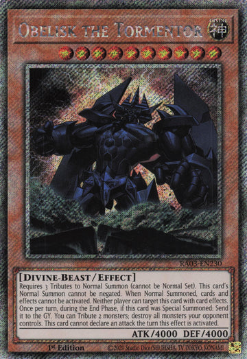 RA03-EN230 - Obelisk the Tormentor - Platinum Secret Rare - Quarter Century Bonanza