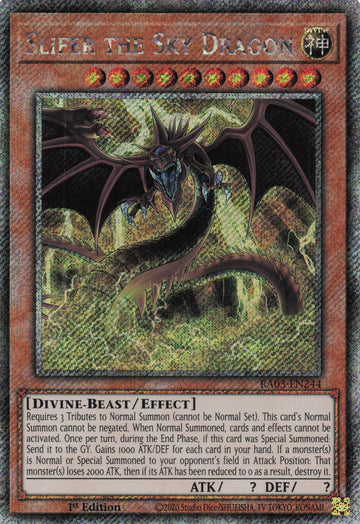 RA03-EN244 - Slifer the Sky Dragon - Platinum Secret Rare - Quarter Century Bonanza