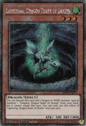 RA03-EN257 - Lightning, Dragon Ruler of Drafts - Platinum Secret Rare - Quarter Century Bonanza