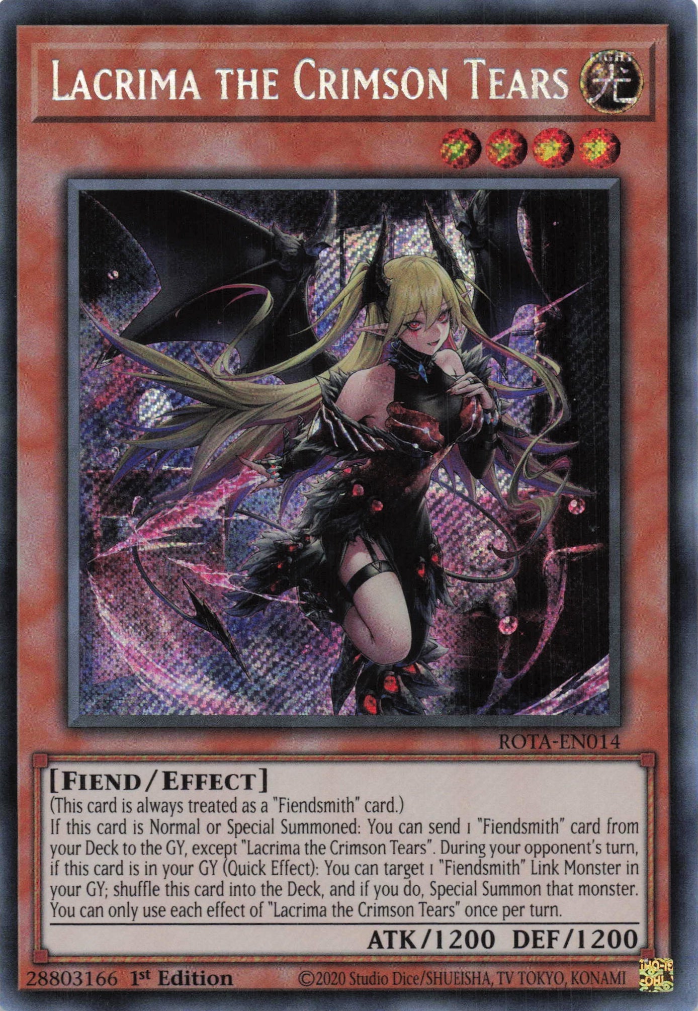 ROTA-EN014 - Lacrima the Crimson Tear - Secret Rare - - Rage of The Abyss