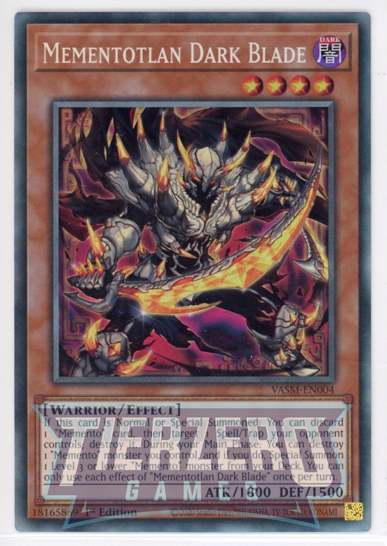 VASM-EN004 - Mementotlan Dark Blade - Collector's Rare - Effect Monster - Valiant Smashers