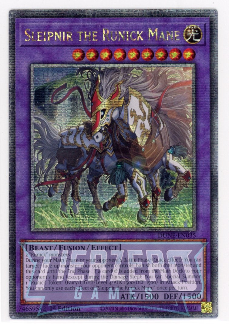 DUNE-EN035 - Sleipnir the Runick Mane - Quarter Century Secret Rare - Effect Fusion Monster - Duelist Nexus