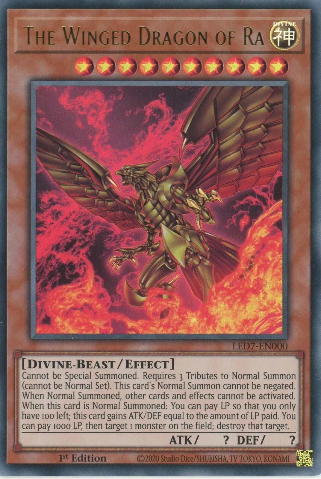 LED7-EN000 - The Winged Dragon of Ra (alternate artwork) - Ultra Rare - Effect Monster - Legendary Duelists 7 Rage of Ra