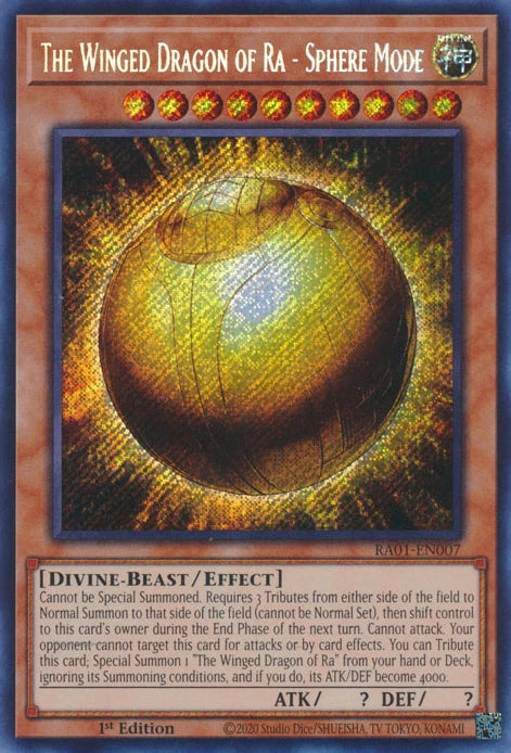 RA01-EN007 - The Winged Dragon of Ra - Sphere Mode - Secret Rare - Effect Monster - Rarity Collection