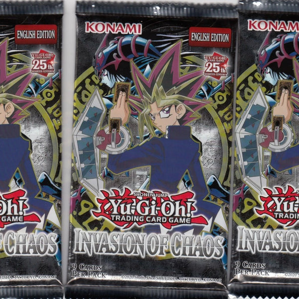 Yugioh Invasion of Chaos Booster Pack 3x Sealed 25th Anniversary
