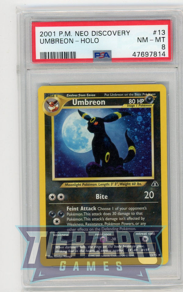 Neo Discovery 13/75 - Umbreon - Holo Rare - PSA 8