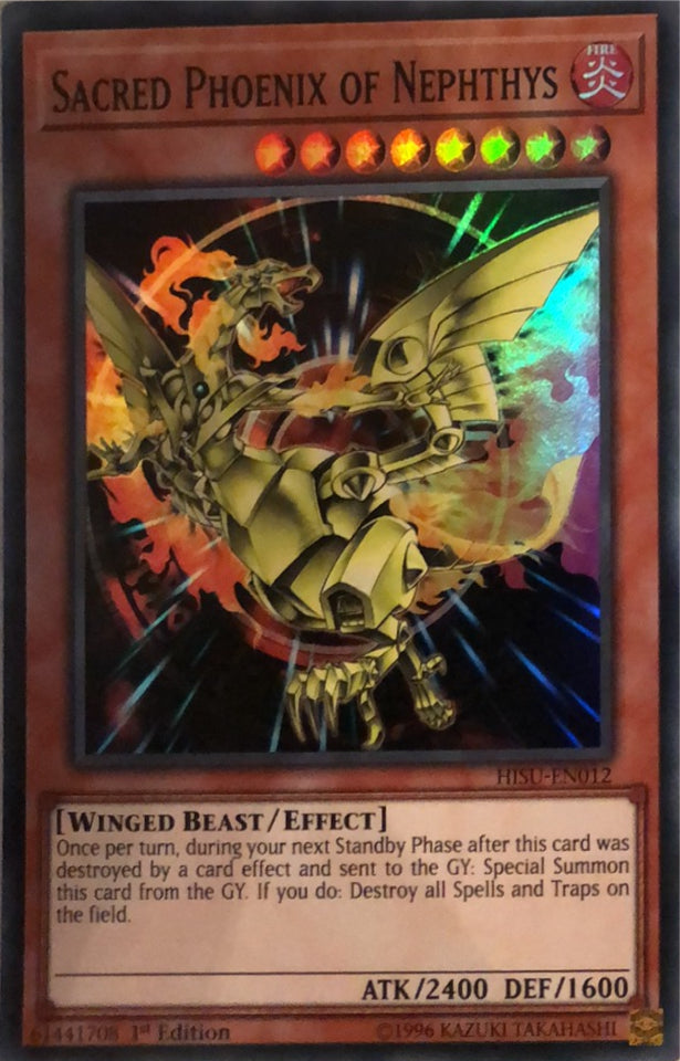 HISU-EN012 - Sacred Phoenix of Nephthys - Super Rare - Effect Monster - 1st-Edition - Hidden Summoners