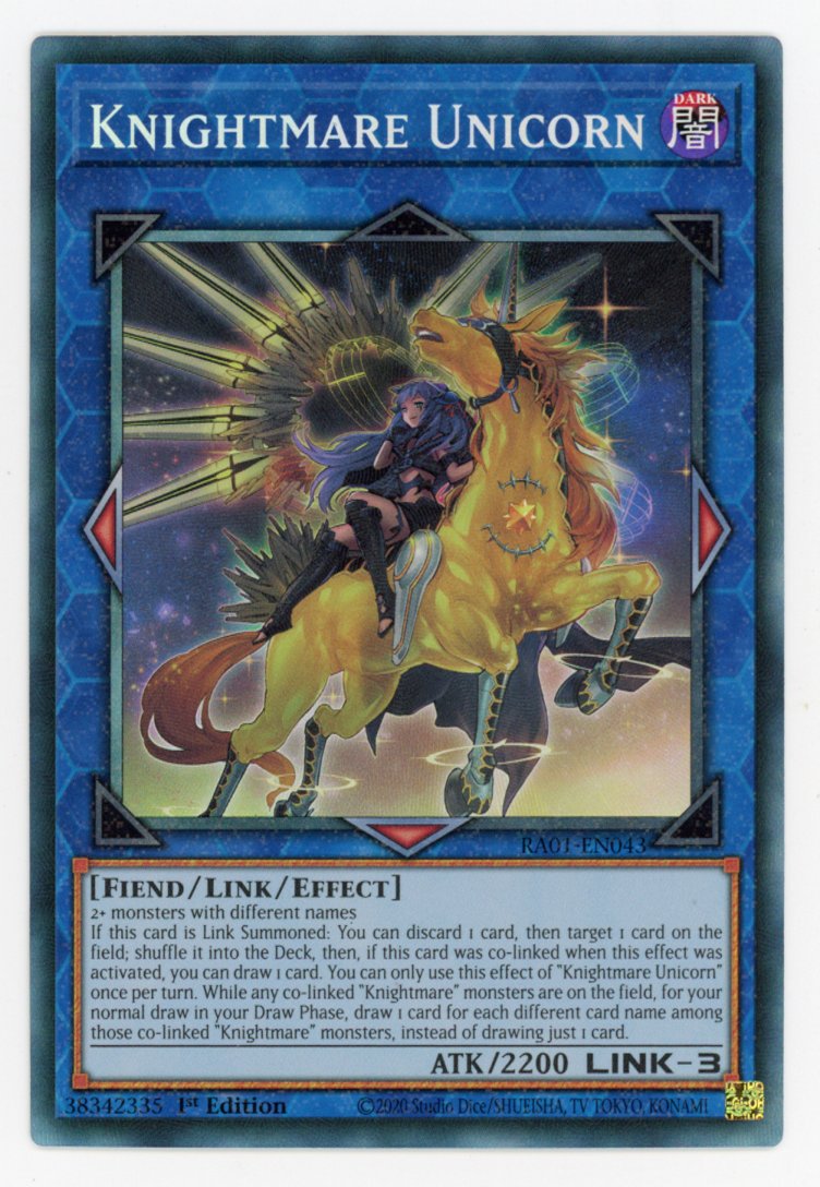 RA01-EN043 - Knightmare Unicorn (alternate art) - Collector's Rare - Effect Link Monster - Rarity Collection