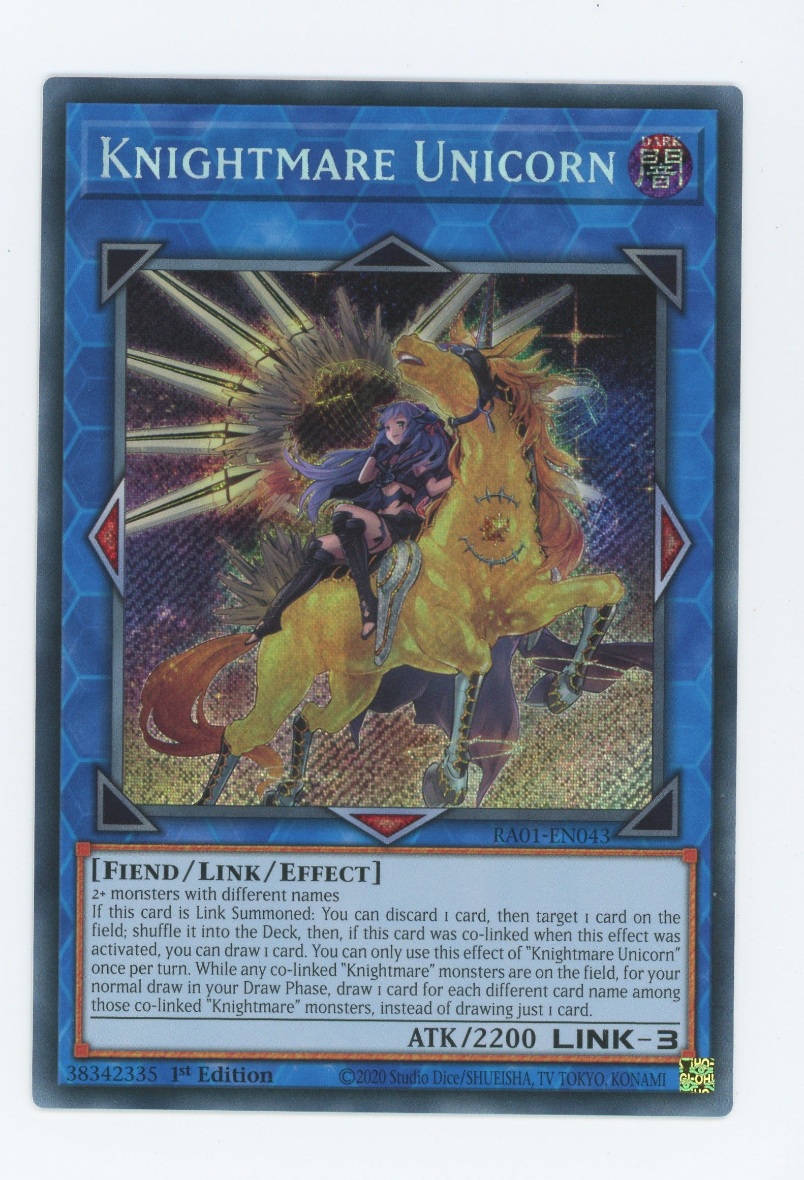 RA01-EN043 - Knightmare Unicorn (alternate art) - Secret Rare - Effect Link Monster - Rarity Collection