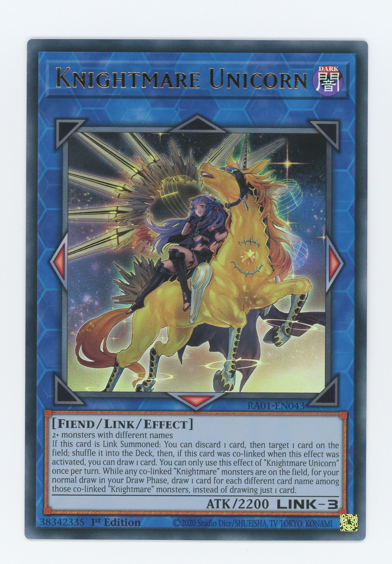 RA01-EN043 - Knightmare Unicorn (alternate art) - Ultra Rare - Effect Link Monster - Rarity Collection