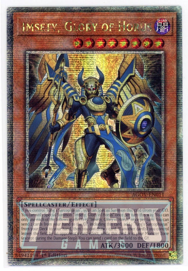 AGOV-EN011 - Imsety, Glory of Horus - Quarter Century Secret Rare - Effect Monster - Age of Overlord