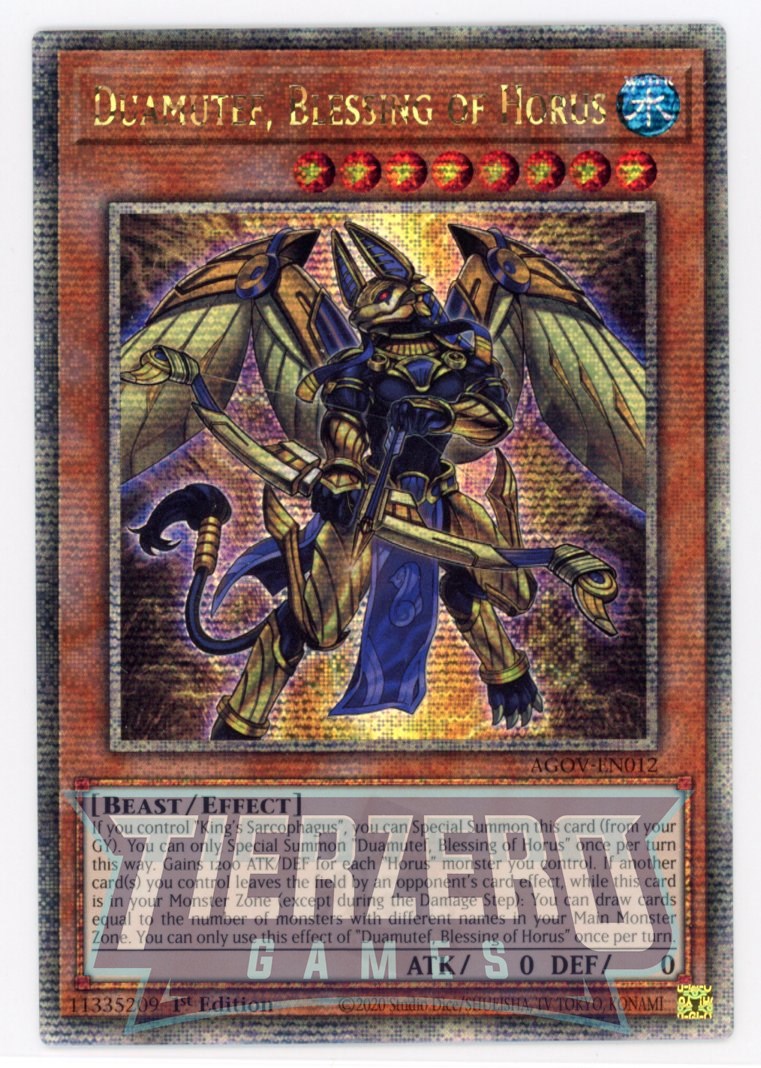 AGOV-EN012 - Duamutef, Blessing of Horus - Quarter Century Secret Rare - Effect Monster - Age of Overlord